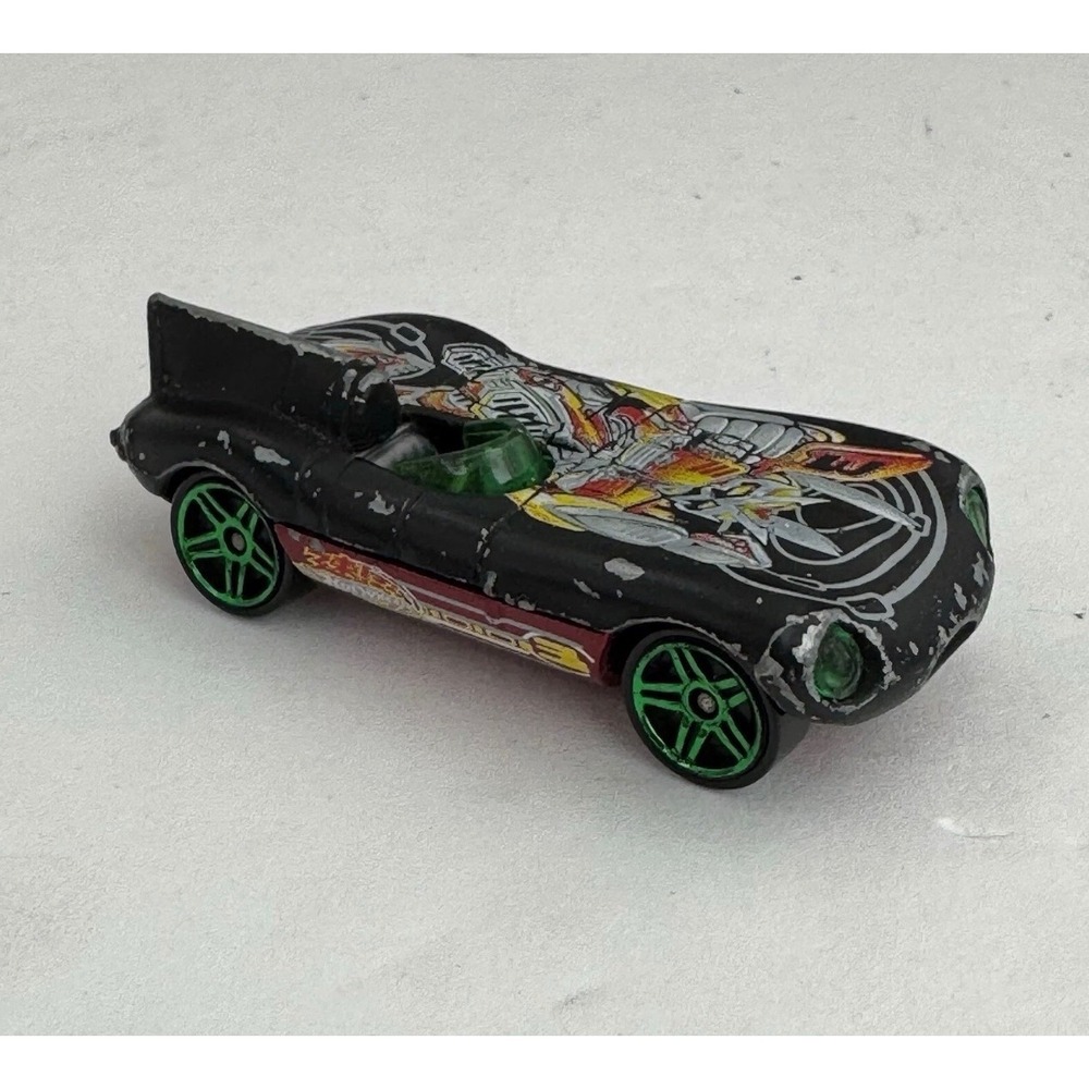 Hot Wheels Jaguar D-Type Black 1997 Diecast Car Green Wheels‎ Mech Graphics